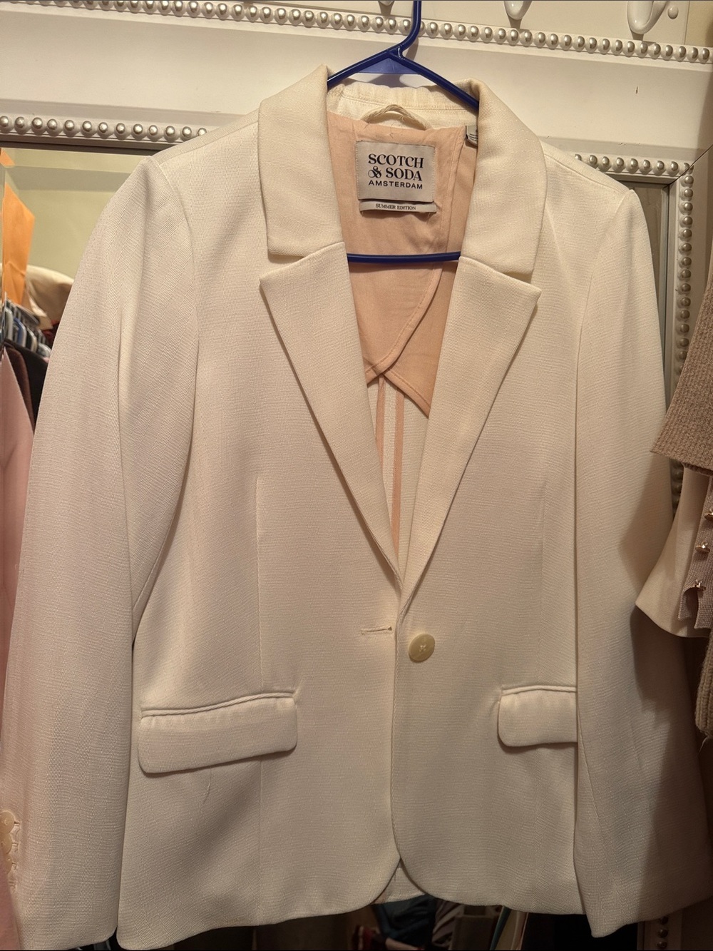 Scotch & Soda Cream Notch Lapel Tailored Blazer